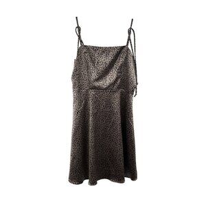 Lola & Grace Square Neck Leopard Print Mini Dress Black/Beige Size Small